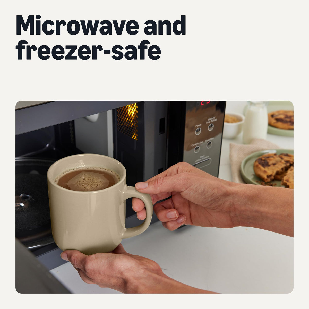 Amazon Basics mugs are dishwasher-safe for easy cleanup.