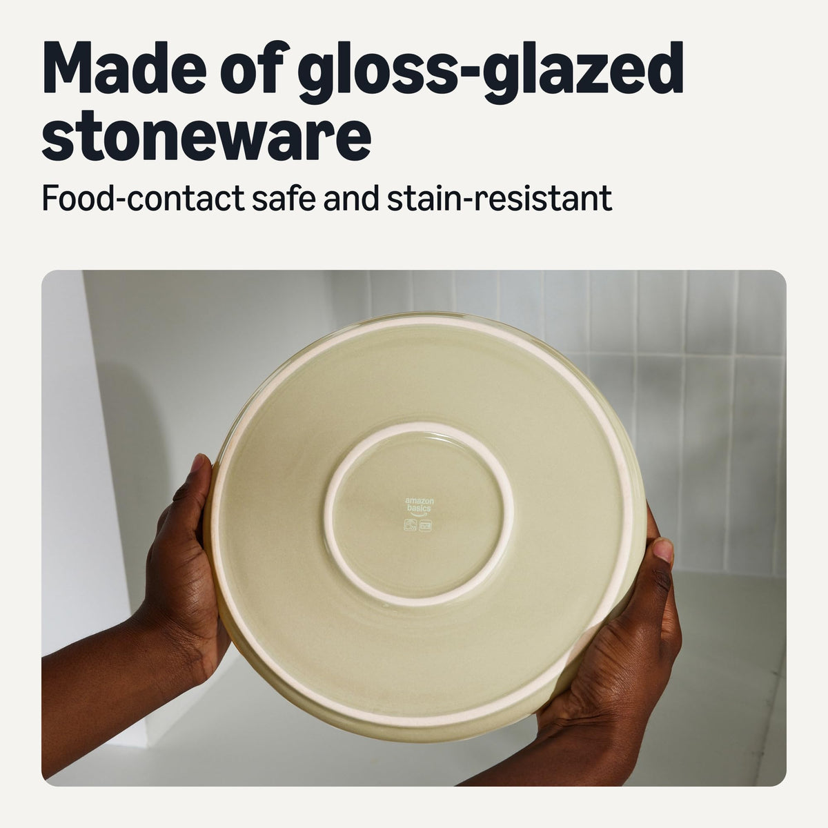 Amazon Basics straight-rim design showing modern plate presentation