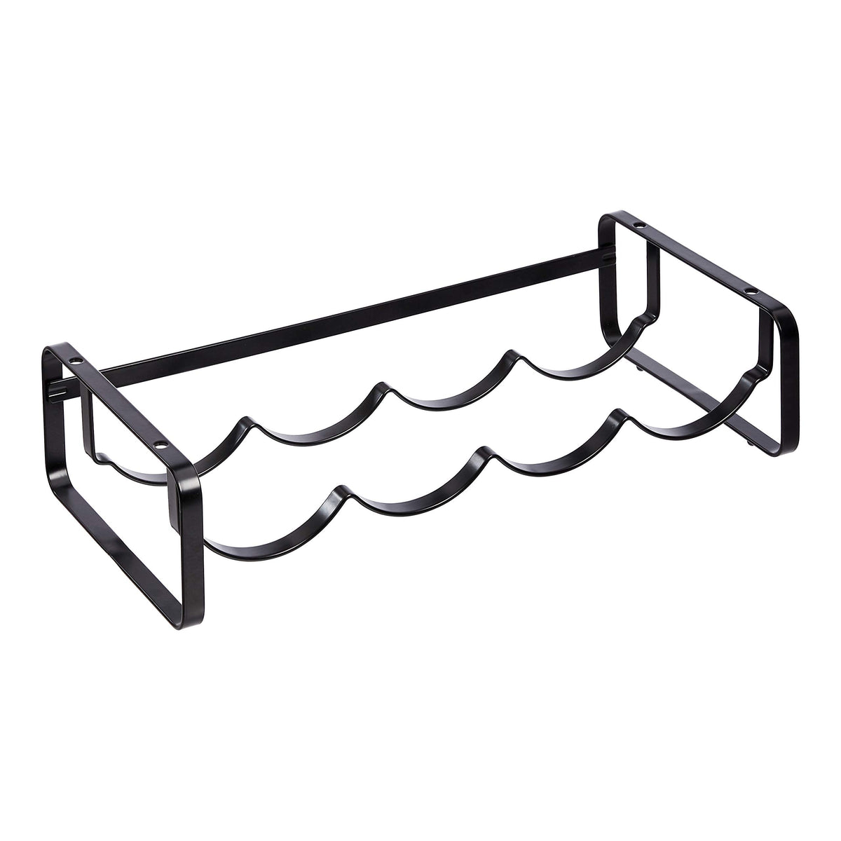 Amazon Basics tabletop stackable wine rack front view with recessed bottle holders for stability.