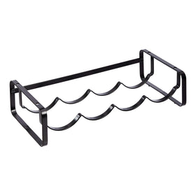 Amazon Basics tabletop stackable wine rack front view with recessed bottle holders for stability.