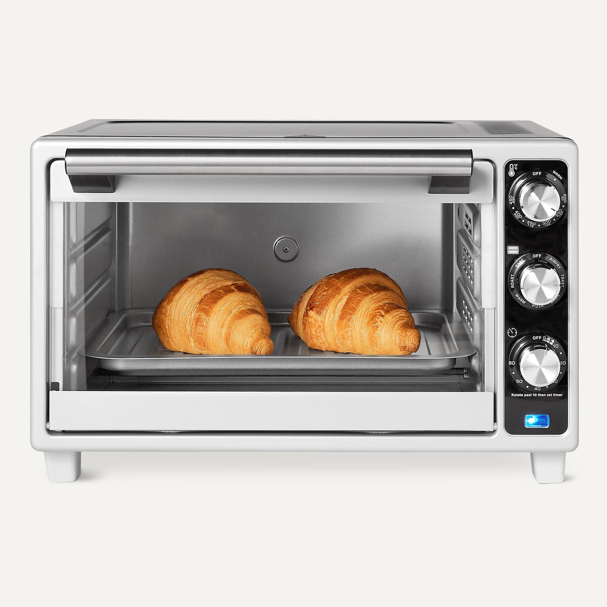 Amazon Basics toaster oven convection system delivering even heating for faster meals.