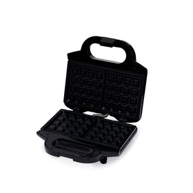 Amazon Basics waffle maker with cool-touch handle for safe handling.