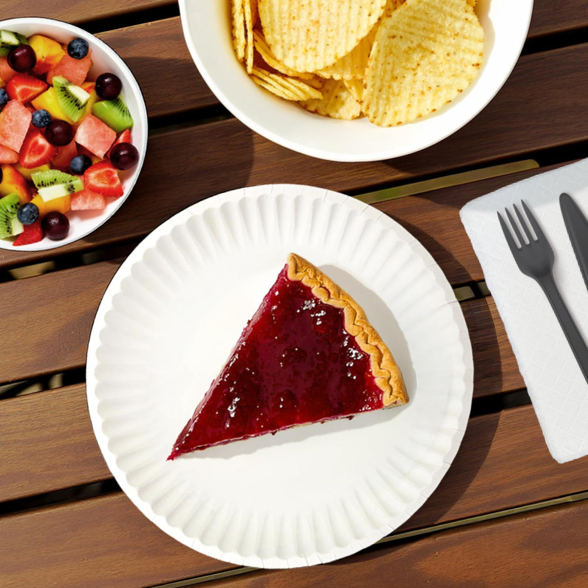 Amazon Basics 9-inch white plate is microwave-safe for quick reheating.