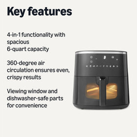 Amazon Basics air fryer with 8 presets for simple cooking