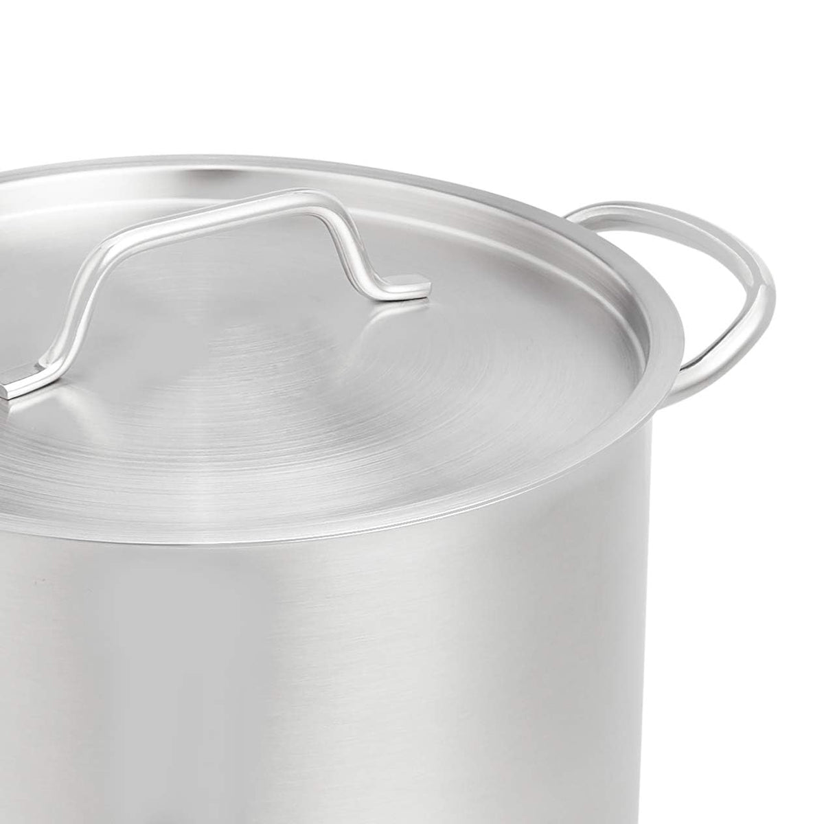 Amazon Basics induction compatible stock pot dishwasher safe for easy cleanup.