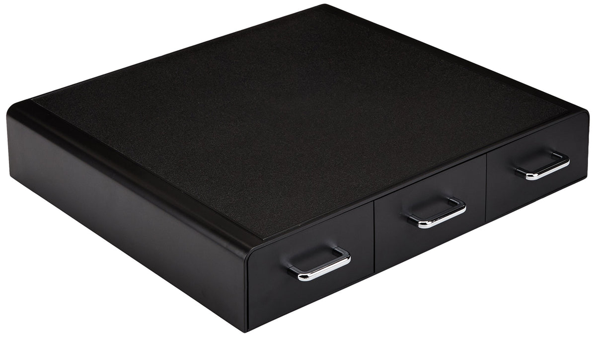 Amazon Basics K-Cup drawer front view with a sleek handle for quick access.