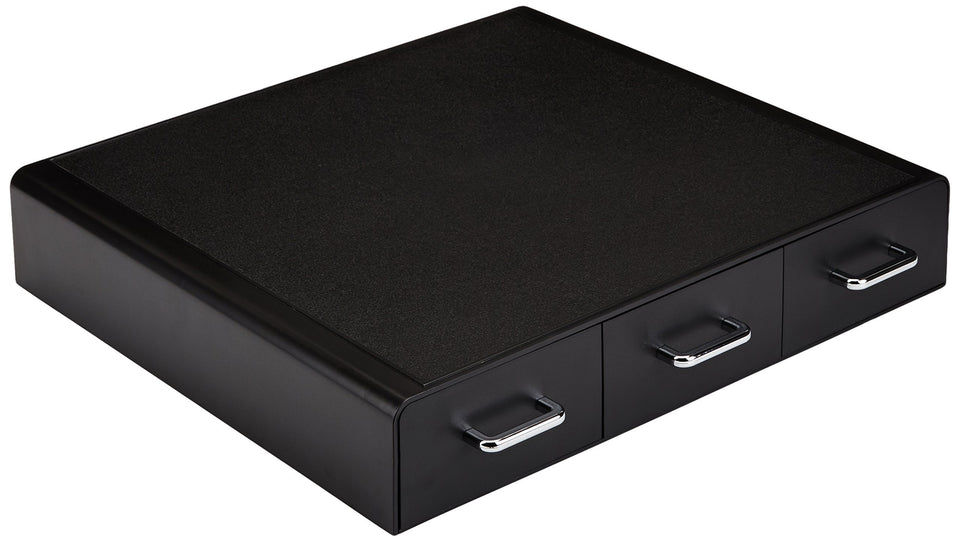 Amazon Basics K-Cup drawer front view with a sleek handle for quick access.