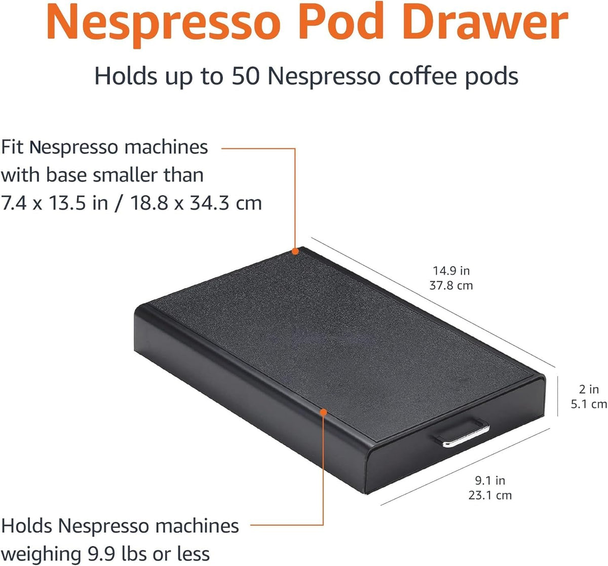 Amazon Basics Nespresso OriginalLine drawer keeps capsules secure and accessible.