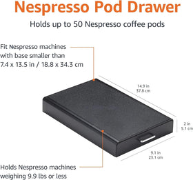 Amazon Basics Nespresso OriginalLine drawer keeps capsules secure and accessible.