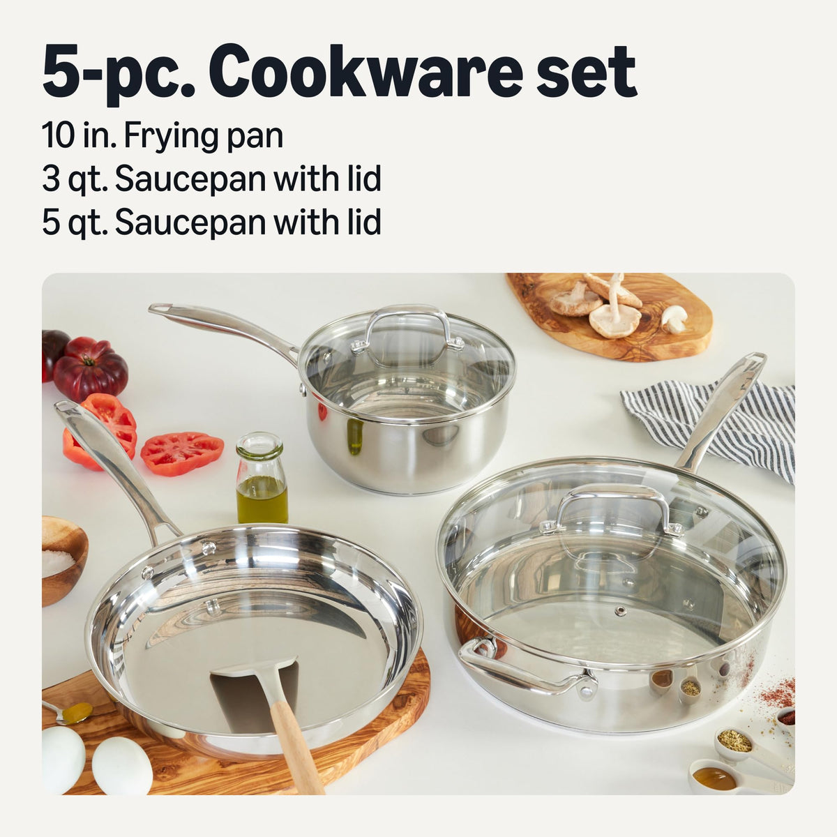 Amazon Basics 3-quart saucepan with lid for smooth, even simmering