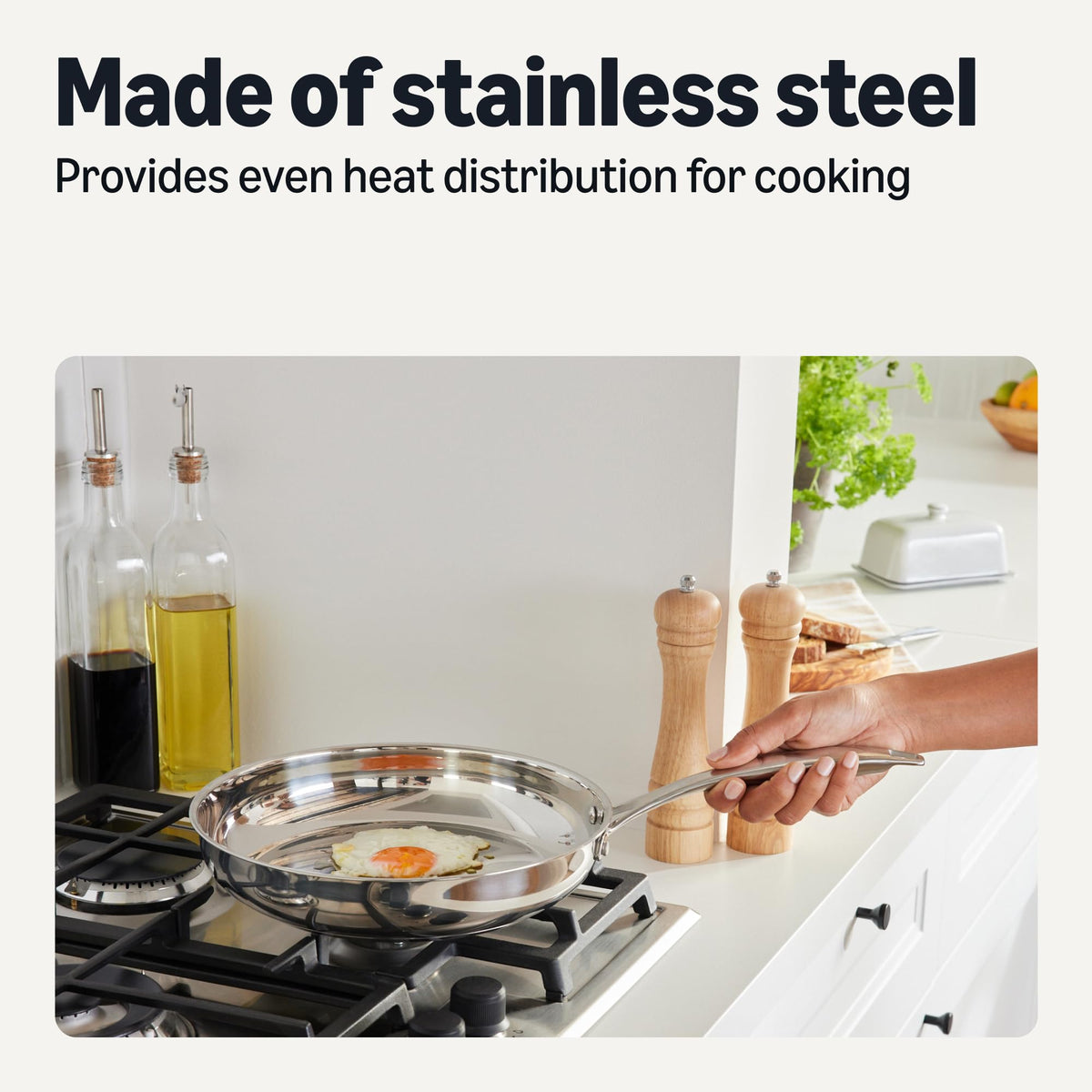 Amazon Basics 5-quart sauté pan with lid ideal for searing and finishing