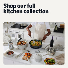 Amazon Basics stay-cool handle design for safe, comfortable cooking