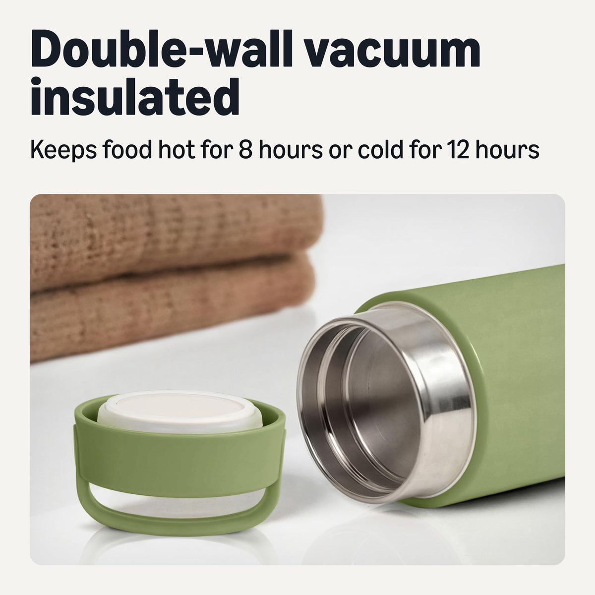 Amazon Basics leakproof lid prevents spills during transport and storage.