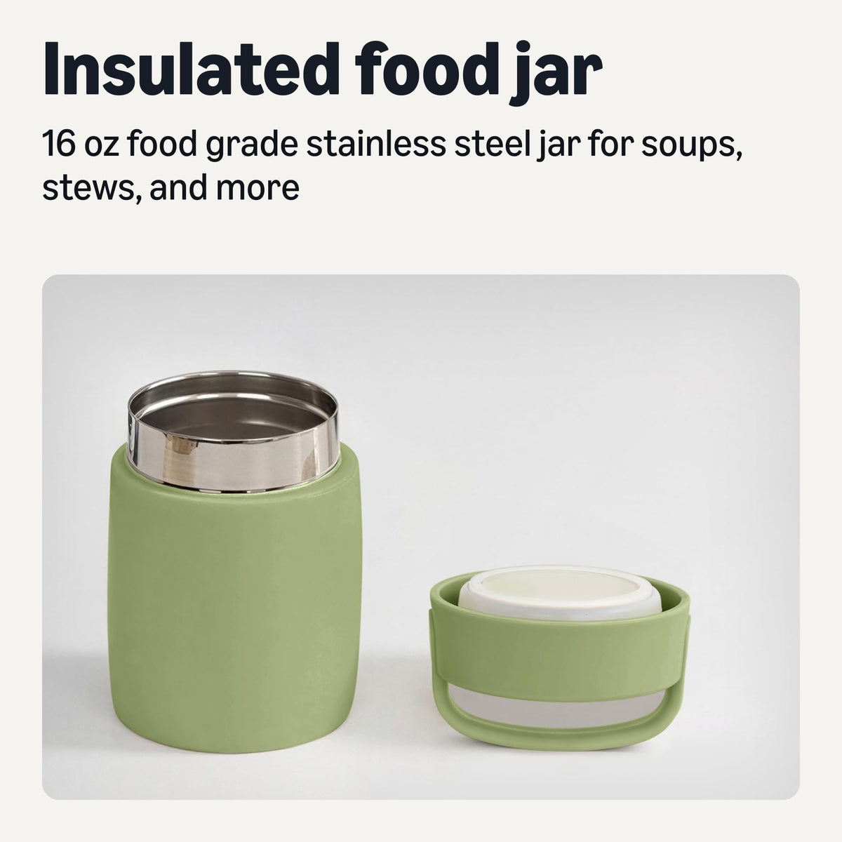 Amazon Basics insulated thermos keeps hot foods warm for hours and cold foods cool for hours.