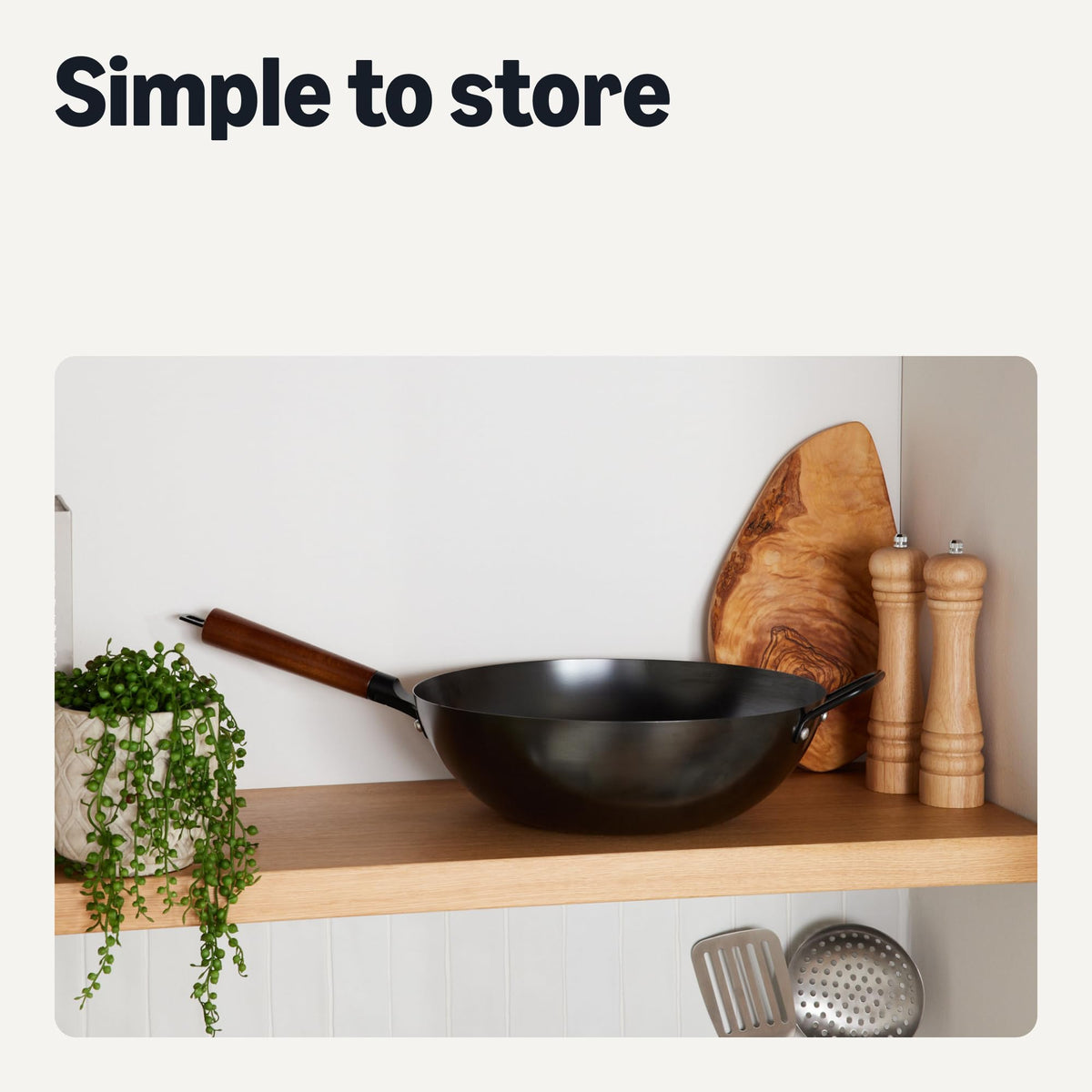 Amazon Basics lightweight wok is easy to handle and clean after meals.