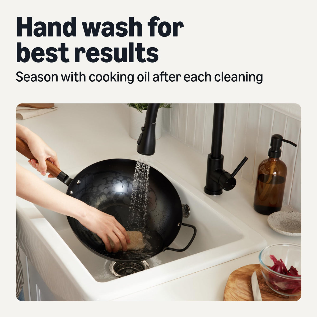 Amazon Basics carbon steel wok suits gas, electric, and induction stoves.