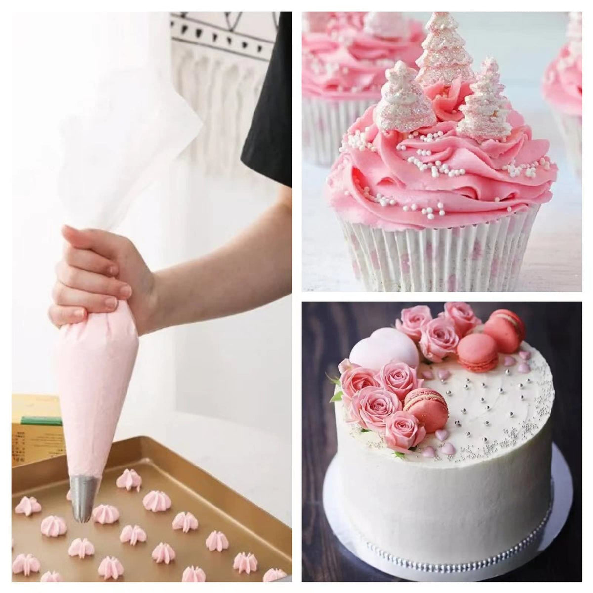 AMBESTAR clear cake-icing bags showcase color for precise, layered designs.