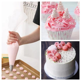 AMBESTAR clear cake-icing bags showcase color for precise, layered designs.