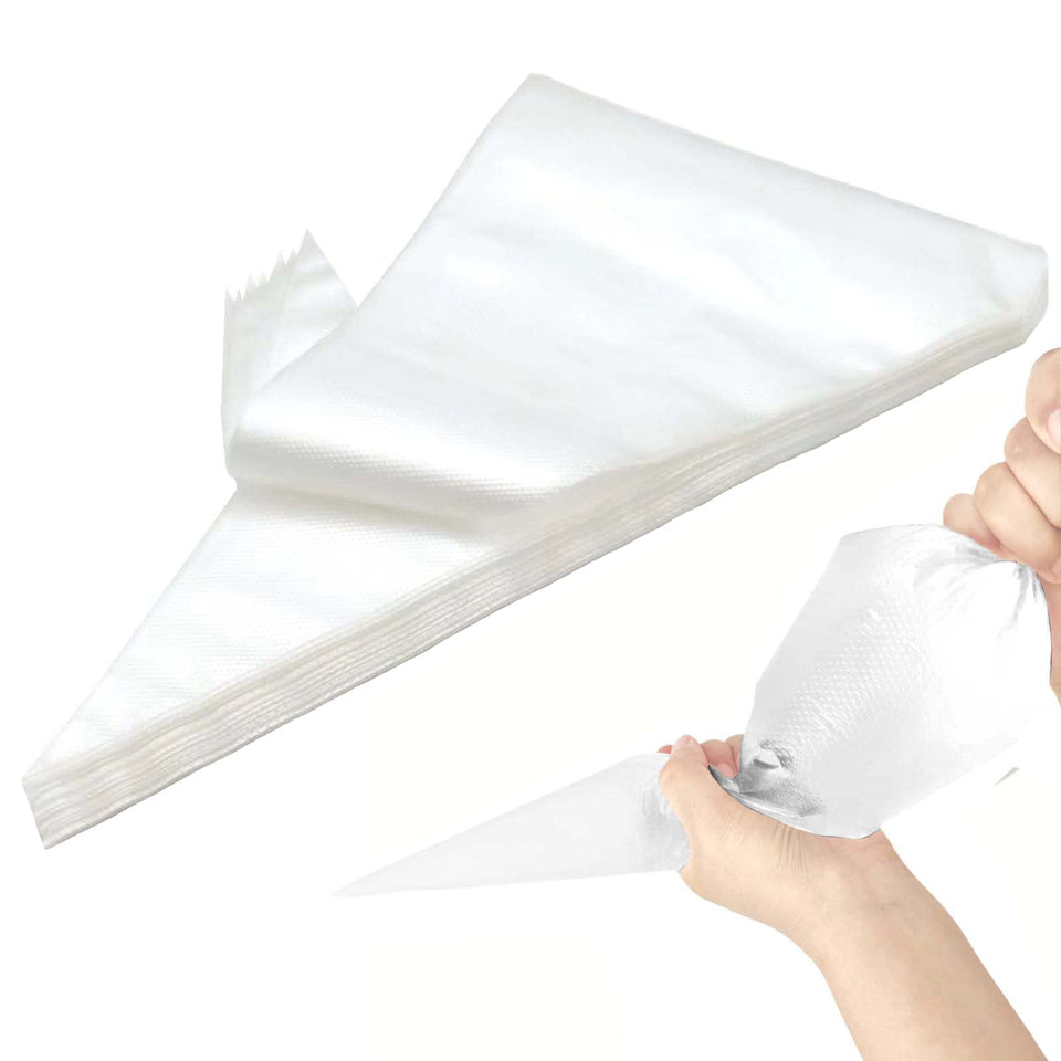 AMBESTAR large pastry bags disposable, 100pcs, ideal for mess-free frosting and quick cleanup.