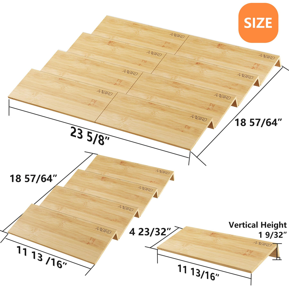 AMBIRD bamboo spice rack with non-slip mat; stays steady during cooking.