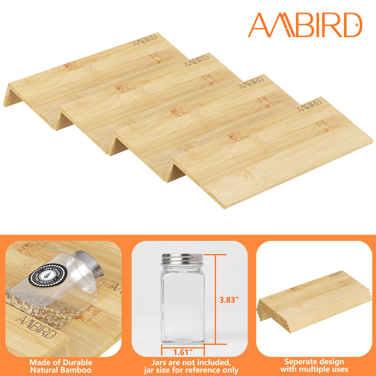 AMBIRD spice organizer on countertop provides fast, convenient cooking setup.