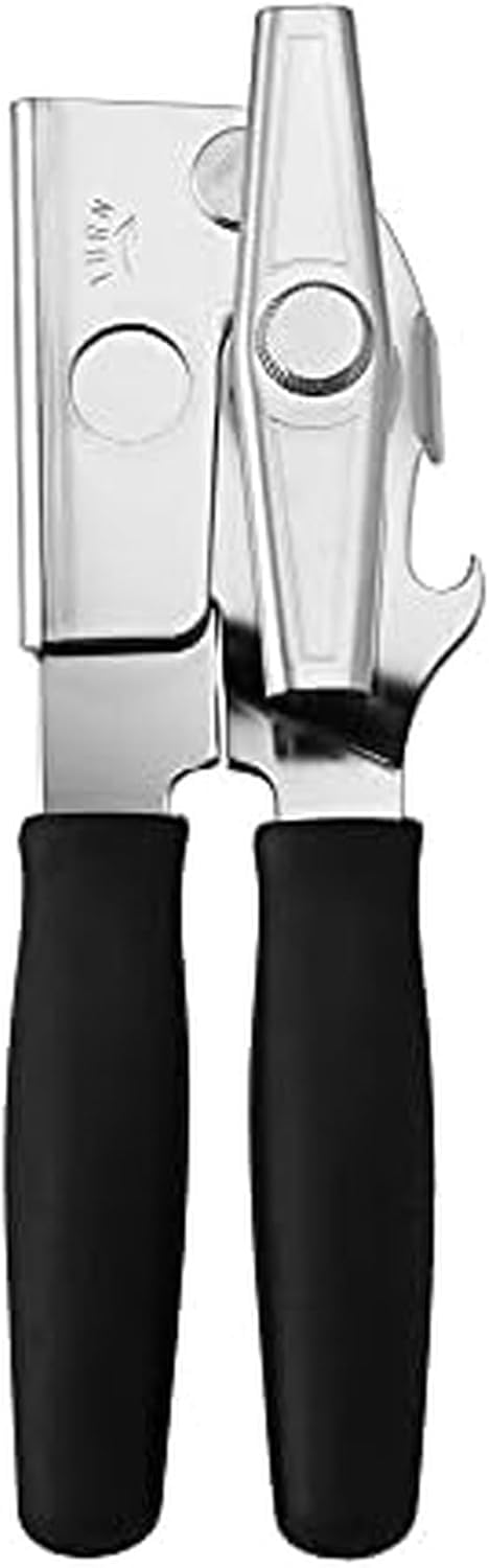Amco Swing-A-Way can opener steel black front view with easy grip and control.
