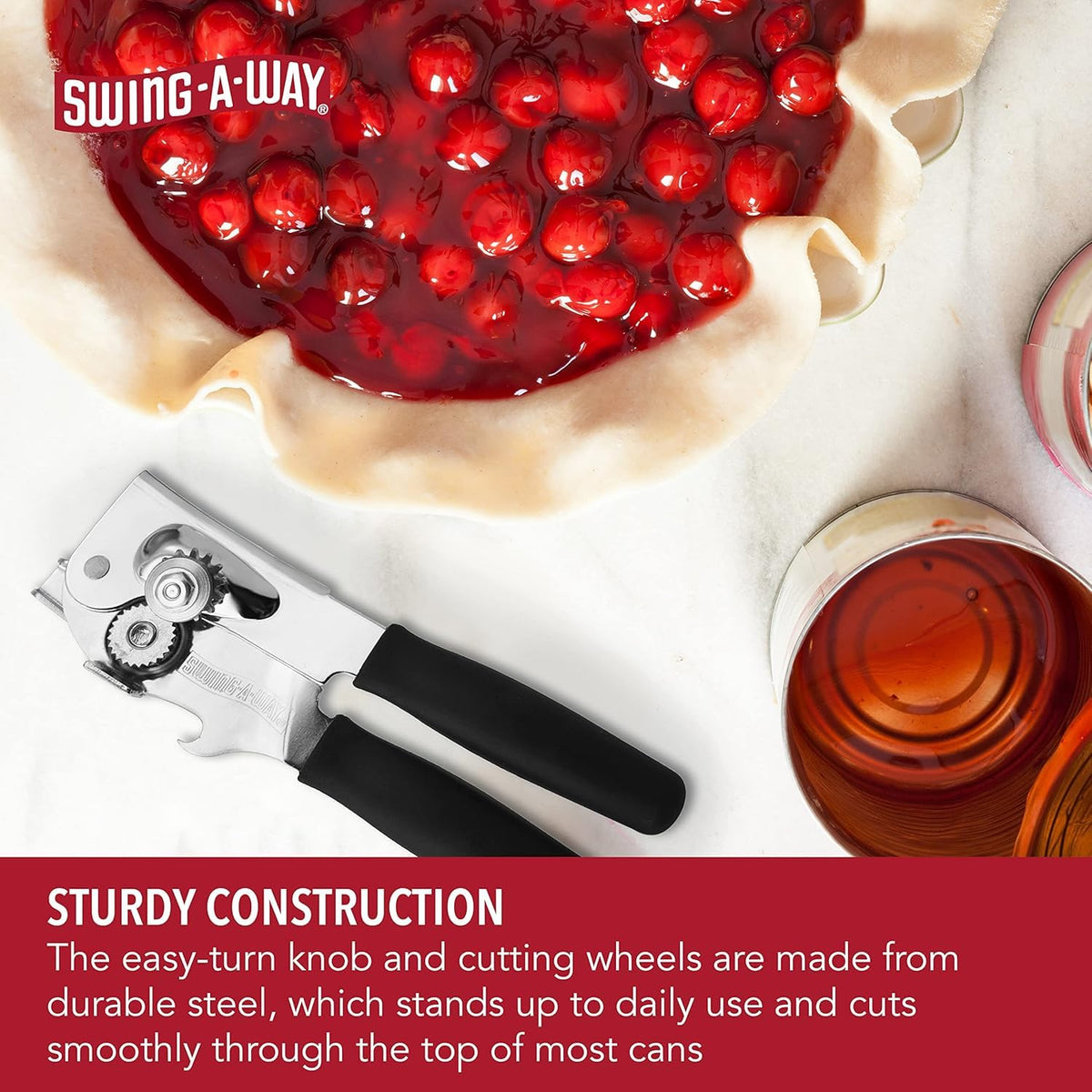 Amco Swing-A-Way can opener steel black operation mechanism for smooth turning.