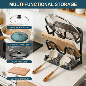 AMDISI pot lid storage rack carbon steel construction is rust-resistant