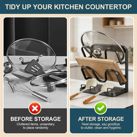 AMDISI pot lid storage rack with removable drip tray for easy cleaning