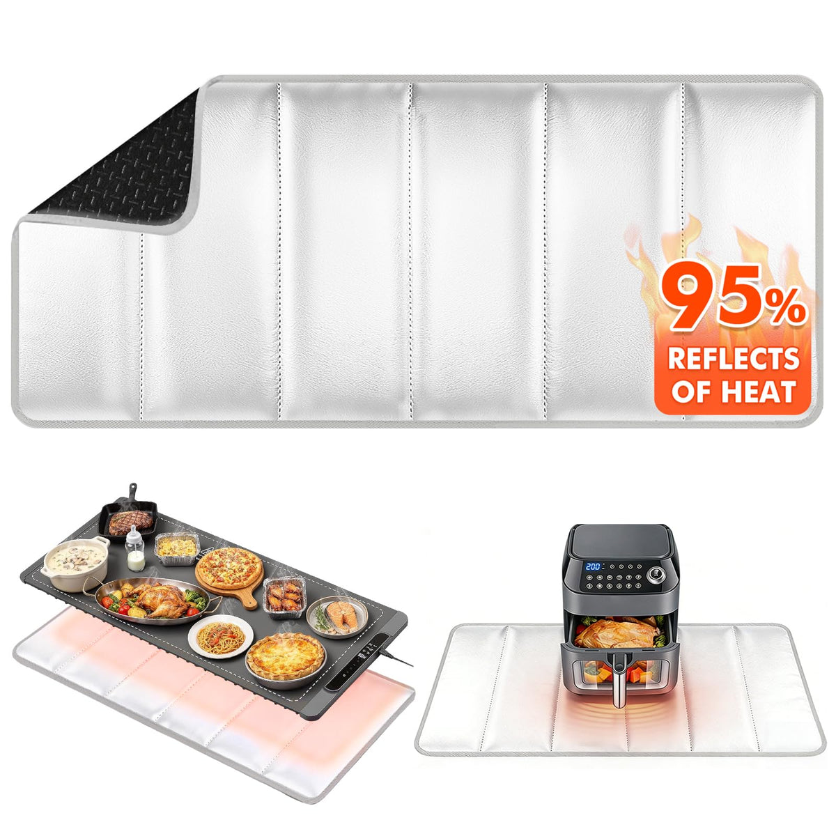 Amerbro heat-resistant mat 35.4x15.4 inches protects countertops during heating