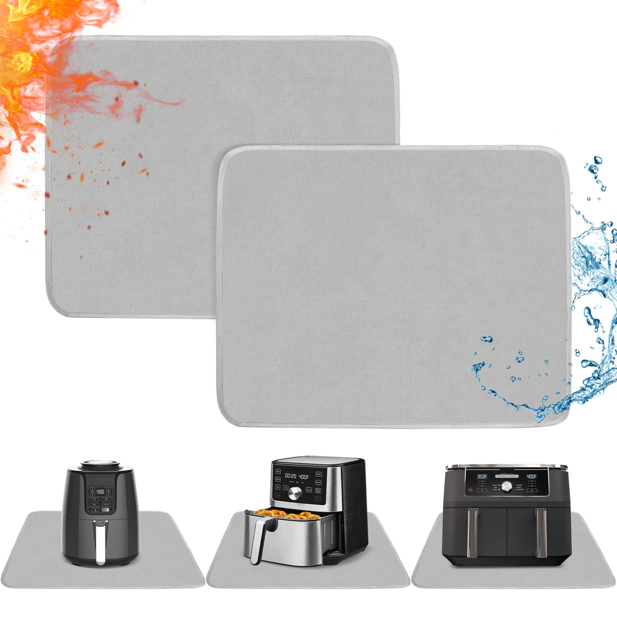 Amerbro heat-resistant mats on a countertop protecting surfaces from hot cookware