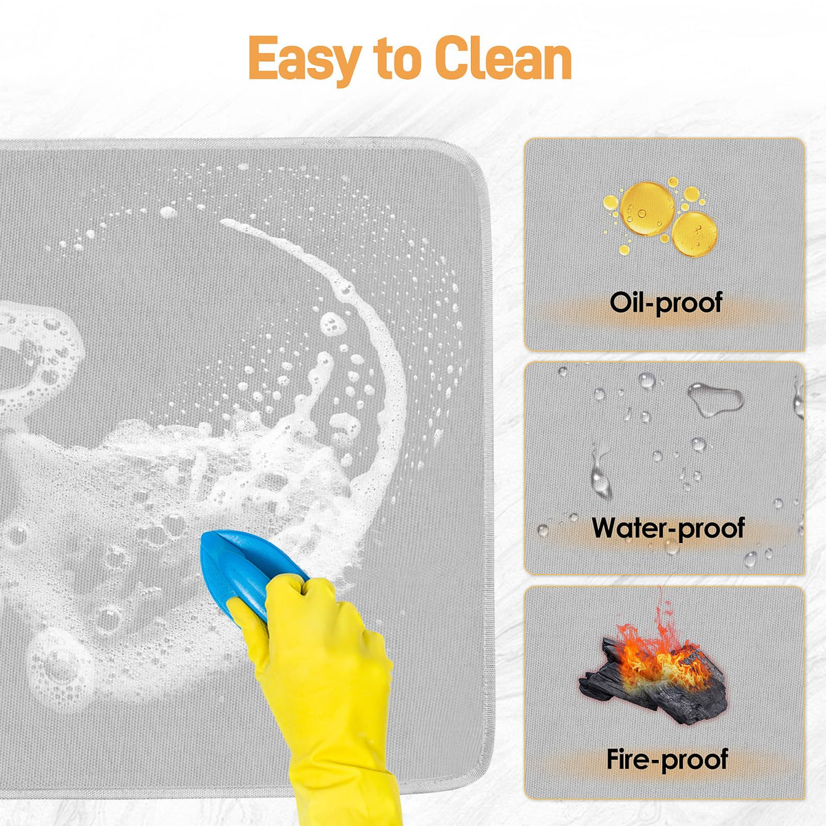 Amerbro mats illustrating broad compatibility with many kitchen appliances