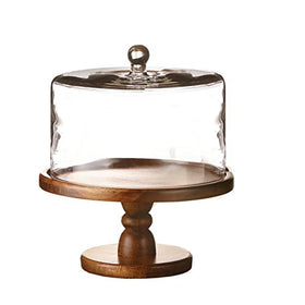 American Atelier Madera pedestal plate with dome displaying cakes and pies beautifully