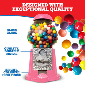 American Gumball Company pink metal gumball machine included storage for gumballs candies or nuts.