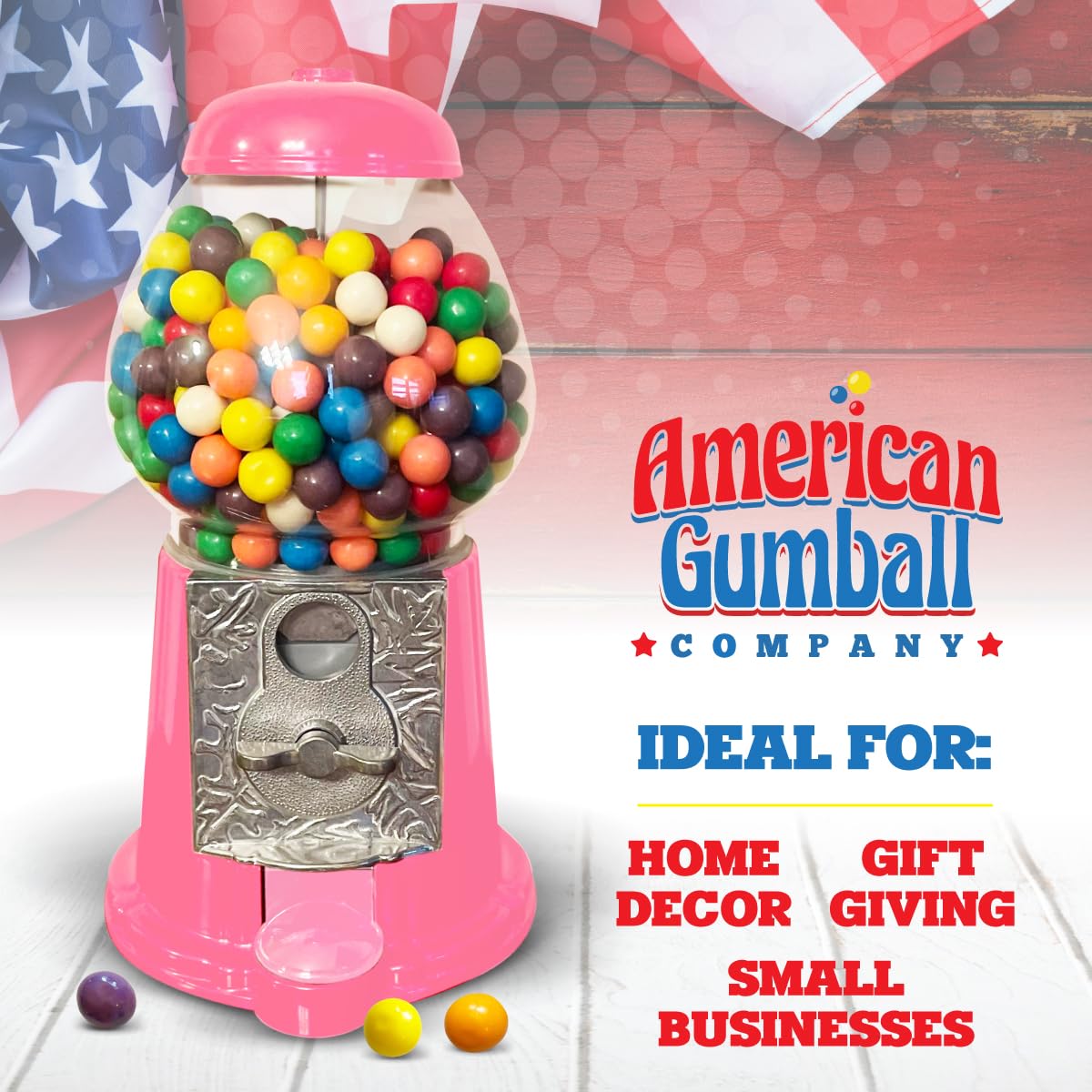 American Gumball Company pink metal gumball machine decorative decor in home or office.