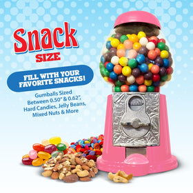 American Gumball Company pink metal gumball machine top view highlighting coin slot and lid.