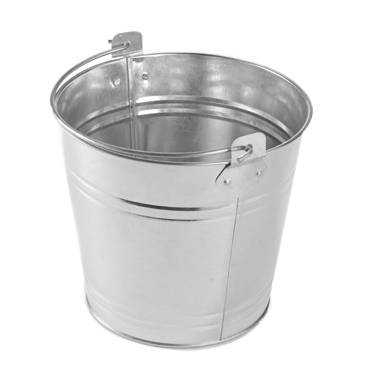 American Metalcraft natural galvanized steel pail with handle, ideal for condiments and table decor.