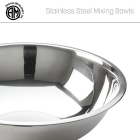 American Metalcraft nestable stainless steel mixing bowl stacks with other sizes for storage.