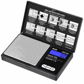 American Weigh Scales AWS-600 front view; compact pocket scale for on-the-go accuracy.