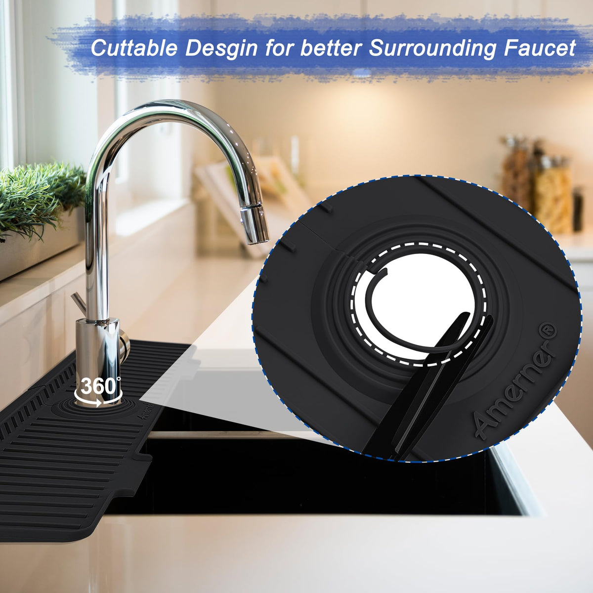 Amerner multiuse silicone mat for kitchen, bathroom, and laundry sinks