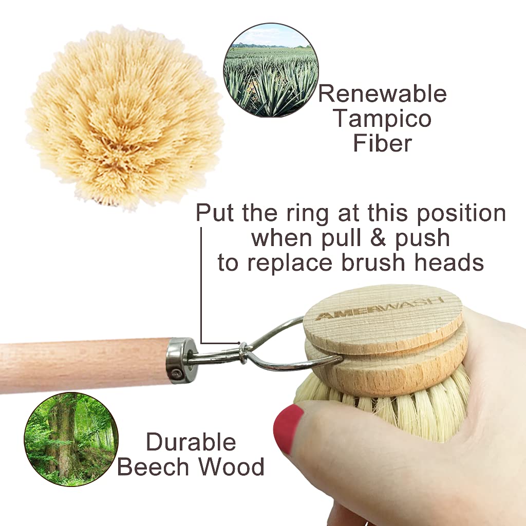 AMERWASH PLUS Tampico bristles tackle vegetables with firm scrubbing power.