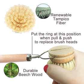 AMERWASH PLUS Tampico bristles tackle vegetables with firm scrubbing power.