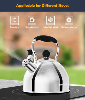AMFOCUS stainless kettle fast-boiling capsule bottom boosts heating efficiency.