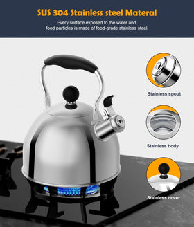 AMFOCUS tea kettle ergonomic folding handle enables easy pouring and storage.