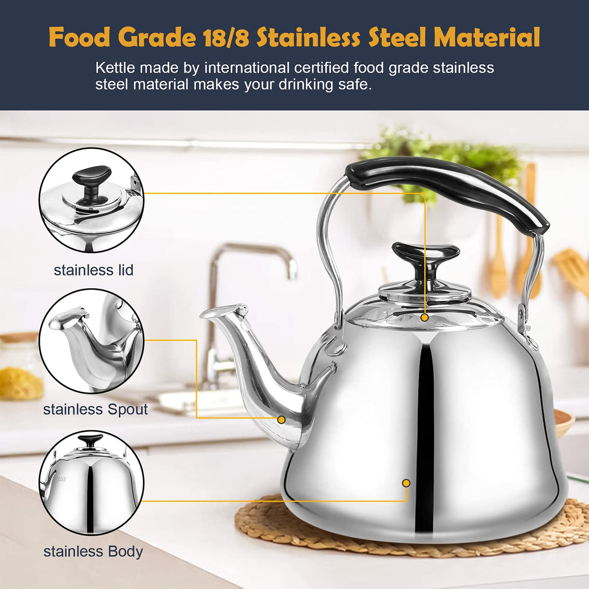 AMFOCUS stainless steel body resists rust for lasting kitchen use