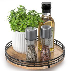 AMH 9inch oak lazy Susan base shown in a cabinet for easy access