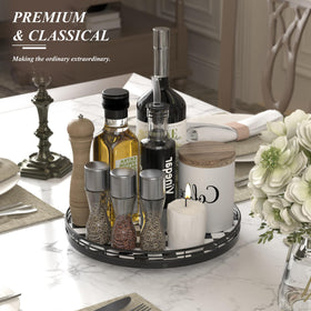 AMH dining table centerpiece lazy susan adds decorative organization.