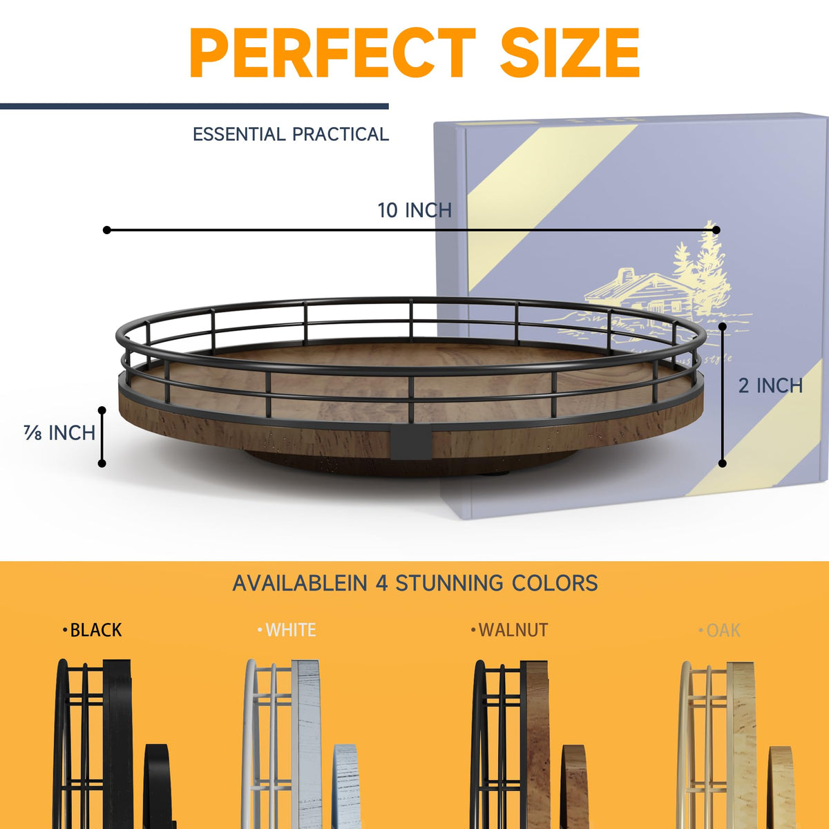 AMH lazy susan on office desk helps supplies stay within reach.