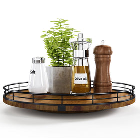 AMH Farmhouse Oak 13-inch Lazy Susan top view with warm wood grain for kitchen organization