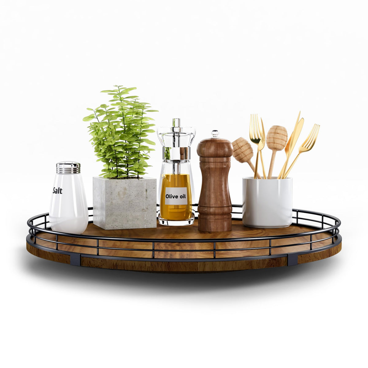 AMH Farmhouse Oak 16-Inch Lazy Susan base for sturdy pantry organization.